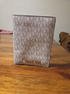 Michael Kors Beige Monogram Passport Holder